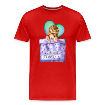 Official sleepshirt cute kitten for a sleepyhead - Men's Premium Organic T-Shirt - red - Front - Damien (186cm)