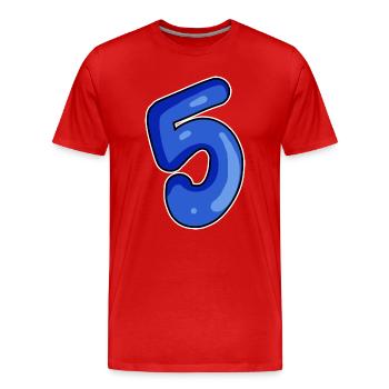 Zahl 5 Nummer Blau - Männer Premium Bio T-Shirt - Rot - Vorne - Damien (186cm)