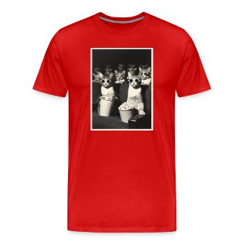 Katzen Kino - Männer Premium Bio T-Shirt - Rot - Vorne - Damien (186cm)