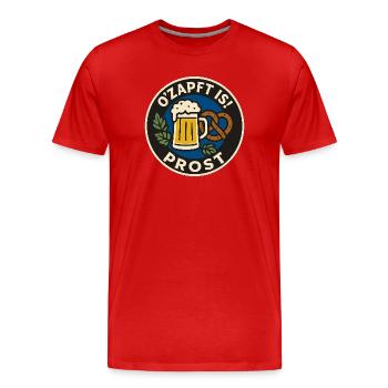 O’zapft est ! Conception de bières et de bretzels - T-shirt bio Premium Homme - rouge - Devant - Damien (186cm)