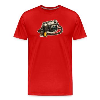 Vintage camera with film roll - Men's Premium Organic T-Shirt - red - Front - Damien (186cm)