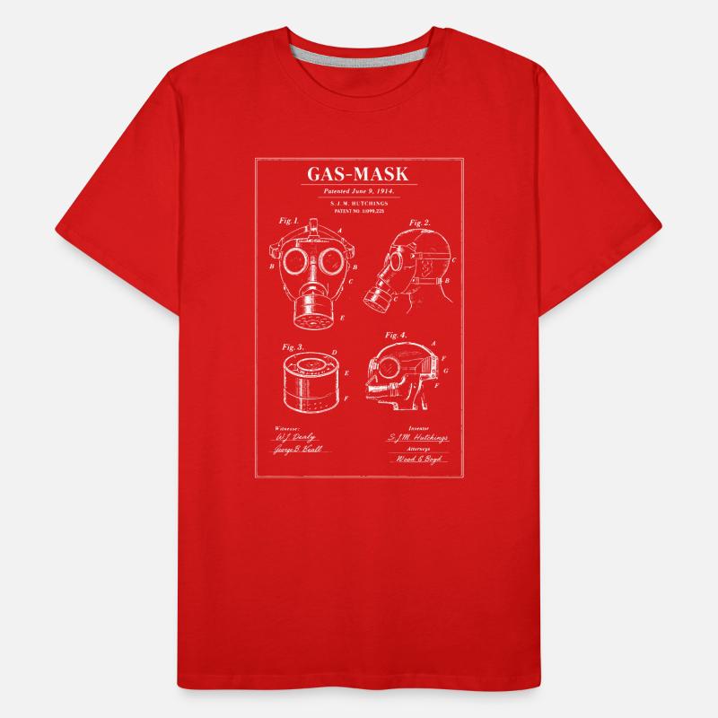 Schéma du plan du masque à gaz T-shirt bio Premium Homme