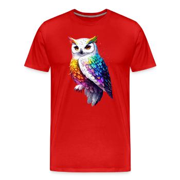 Chouette blanche Chouette Chouette Chouette Chouette Chouette Chouette des neiges - T-shirt bio Premium Homme - rouge - Devant - Damien (186cm)