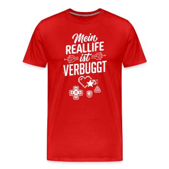 Real Life ist Verbuggt Gamer Spruch - Männer Premium Bio T-Shirt - Rot - Vorne - Damien (186cm)