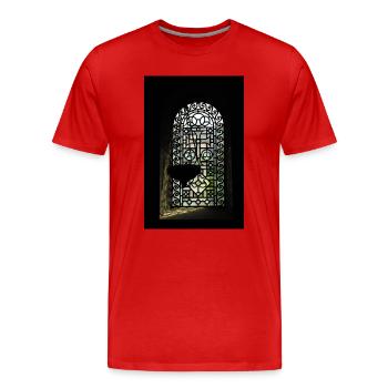 Stained Glass Window Silhouette - Men's Premium Organic T-Shirt - red - Front - Damien (186cm)