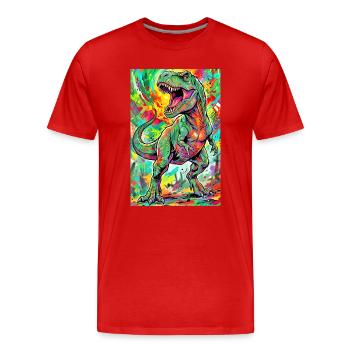 Dinosaurier - Männer Premium Bio T-Shirt - Rot - Vorne - Damien (186cm)