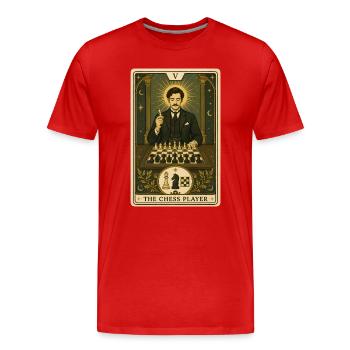 Joueur d’échecs | Tarot de stratégie - T-shirt bio Premium Homme - rouge - Devant - Damien (186cm)