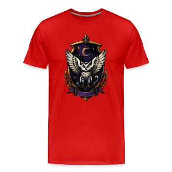 Mondnacht Eulenwappen - Männer Premium Bio T-Shirt - Rot - Vorne - Damien (186cm)