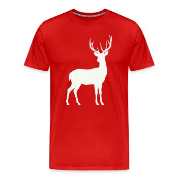Silhouette de cerf au clair de lune - T-shirt bio Premium Homme - rouge - Devant - Damien (186cm)
