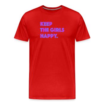 Gardez les filles heureuses néon - T-shirt bio Premium Homme - rouge - Devant - Damien (186cm)