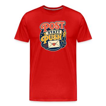 Post statt Push – Retro Briefeschreiben - Männer Premium Bio T-Shirt - Rot - Vorne - Damien (186cm)