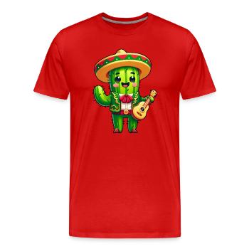 Cinco de Mayo Kaktus Mariachi Gitarrist - Männer Premium Bio T-Shirt - Rot - Vorne - Damien (186cm)