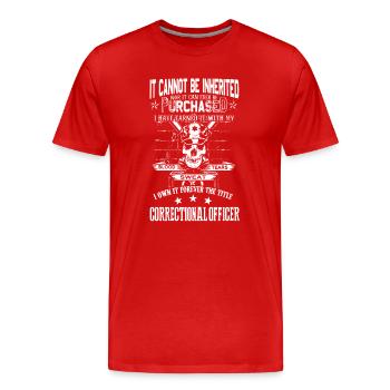 Correction Officer Forever The Title - Men's Premium Organic T-Shirt - red - Front - Damien (186cm)