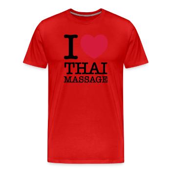 I (Heart) Thai Massage - T-shirt bio Premium Homme - rouge - Devant - Damien (186cm)