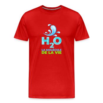 l'eau, la Molecule de la vie - T-shirt bio Premium Homme - rouge - Devant - Damien (186cm)