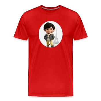 TOUR EIFFEL - Garçon souriant - Touriste - T-shirt bio Premium Homme - rouge - Devant - Damien (186cm)