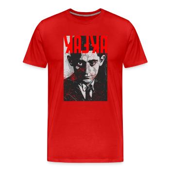 Kafka Franz Portrait - Books & Literature - Men's Premium Organic T-Shirt - red - Front - Damien (186cm)