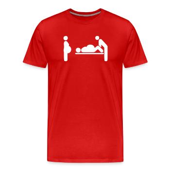 Geburtsmomente in schlichten Silhouetten - Männer Premium Bio T-Shirt - Rot - Vorne - Damien (186cm)