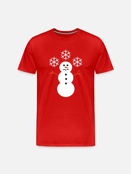 Schneemann - Männer Premium Bio T-Shirt - Rot