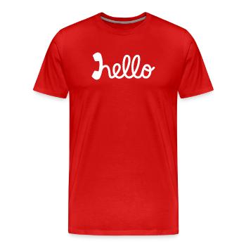 Hello - Hallo - Männer Premium Bio T-Shirt - Rot - Vorne - Damien (186cm)