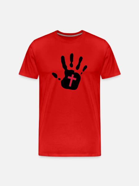 Handabdruck kressesamen 2c - Männer Premium Bio T-Shirt - Rot