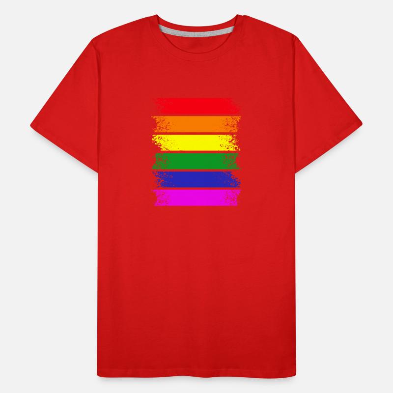 Rainbow Stripes Across Men's Premium Organic T-Shirt