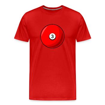 Billardkugel 3 rot Billard drei - Männer Premium Bio T-Shirt - Rot - Vorne - Damien (186cm)