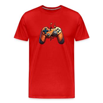Kaputtes Gamepad, Wut, Gamer-Wut - Männer Premium Bio T-Shirt - Rot - Vorne - Damien (186cm)