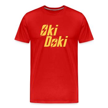 Oki Doki - Männer Premium Bio T-Shirt - Rot - Vorne - Damien (186cm)