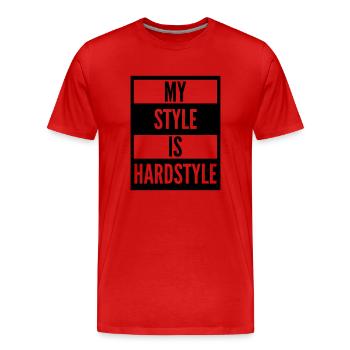 my style is hardstyle - T-shirt bio Premium Homme - rouge - Devant - Damien (186cm)
