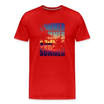 Été palmiers été - T-shirt bio Premium Homme - rouge - Devant - Damien (186cm)