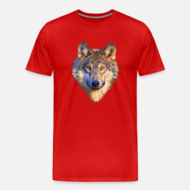 Wolf - Männer Premium Bio T-Shirt - Rot
