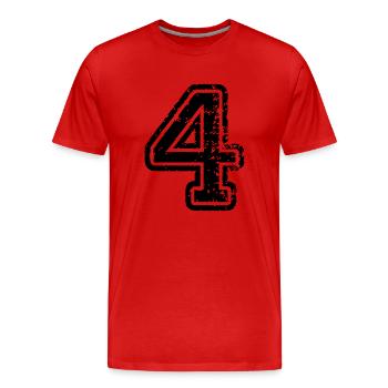 4 - Nummer - Männer Premium Bio T-Shirt - Rot - Vorne - Damien (186cm)