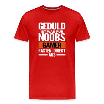 Patience is for beginners - Noob Gaming - Men's Premium Organic T-Shirt - red - Front - Damien (186cm)