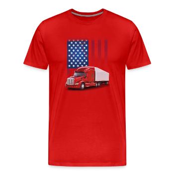 Vintage American Flag Truck - Men's Premium Organic T-Shirt - red - Front - Damien (186cm)