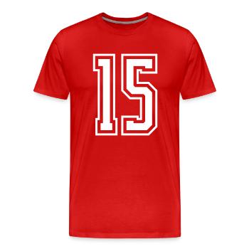 15 Numéro de numéro - T-shirt bio Premium Homme - rouge - Devant - Damien (186cm)