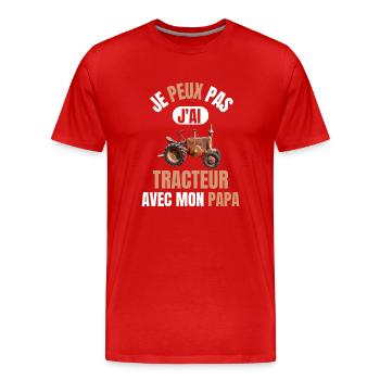 Ich kann TRACTOR nicht mit meinem Vater haben - Männer Premium Bio T-Shirt - Rot - Vorne - Damien (186cm)