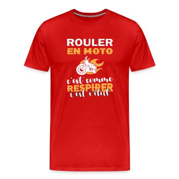 Homme Moto Motard Maillot motarde manche courte - T-shirt bio Premium Homme - rouge - Devant - Damien (186cm)