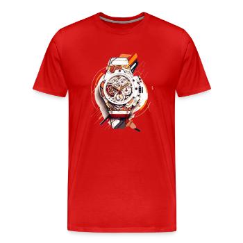 Uhrensammler lieben alte Chronographen als Uhren - Männer Premium Bio T-Shirt - Rot - Vorne - Damien (186cm)