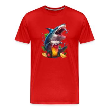 Beer-loving shark - Men's Premium Organic T-Shirt - red - Front - Damien (186cm)