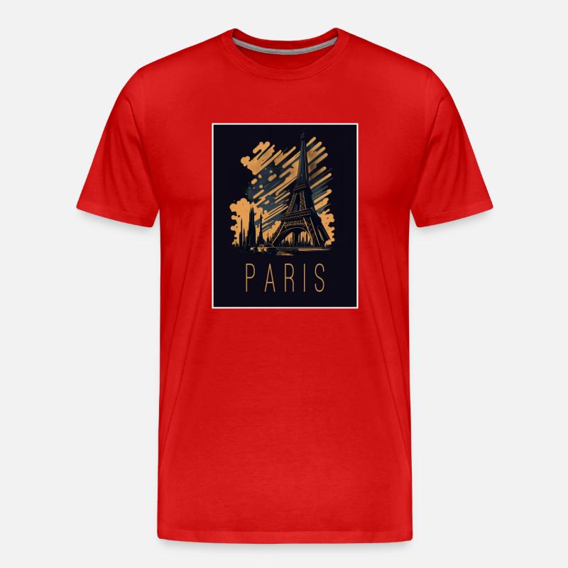 Paris Eiffelturm - Männer Premium Bio T-Shirt - Rot