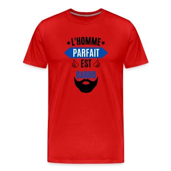 Barbu l' homme parfait est barbu humour barbe - T-shirt bio Premium Homme - rouge - Devant - Damien (186cm)