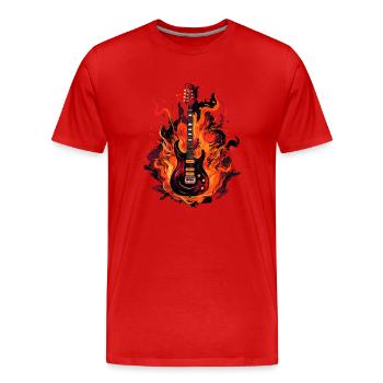 Guitar Guitar Player Electric Guitar Music & Musicians - Men's Premium Organic T-Shirt - red - Front - Damien (186cm)