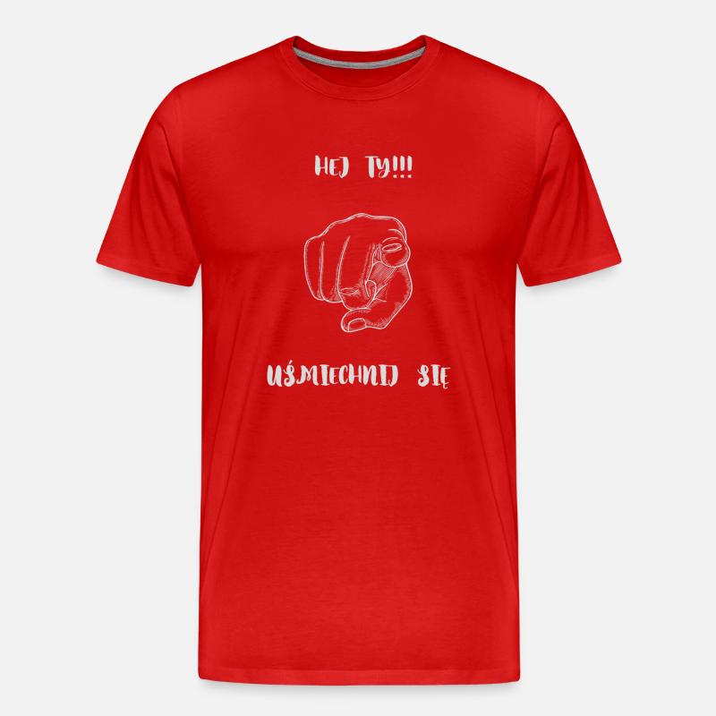 Hey, lächle. - Männer Premium Bio T-Shirt - Rot