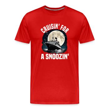 Cruising For A Snoozing Cruise Ship Vacation - Men's Premium Organic T-Shirt - red - Front - Damien (186cm)