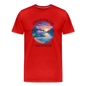 Ich kann nicht Urlaub machen - Männer Premium Bio T-Shirt - Rot - Vorne - Damien (186cm)