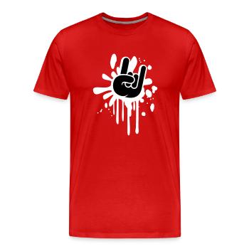 Heavy Metal Hard Rock Graffiti Hörner Handgeste - Männer Premium Bio T-Shirt - Rot - Vorne - Damien (186cm)