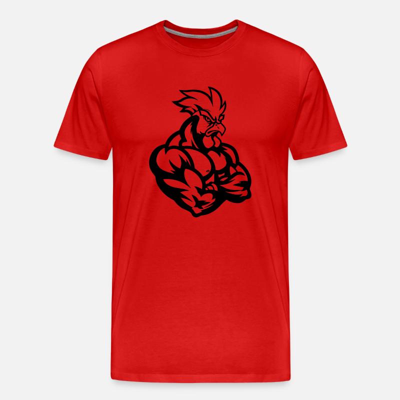 Hahn Comic - Männer Premium Bio T-Shirt - Rot