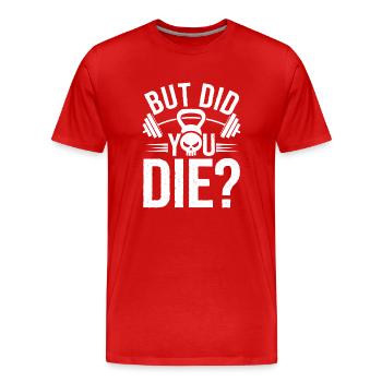 Pour les mordus de fitness qui ont le sens de l’amusement - T-shirt bio Premium Homme - rouge - Devant - Damien (186cm)