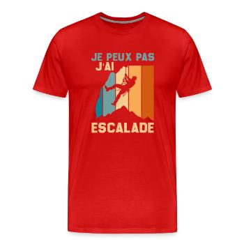 escalade un rocher Je peux pas j'ai escalade - T-shirt bio Premium Homme - rouge - Devant - Damien (186cm)